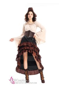 Trang Phục Hoá Trang Hải Tặc Nữ Cướp Biển Hoa Hồng - Màu Nâu Áo Kem