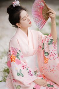 Áo Yukata Kimono Hồng Phấn Tặng Kèm Thắt Lưng