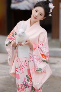 Áo Yukata Kimono Hồng Phấn Tặng Kèm Thắt Lưng