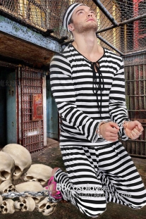 Trang Phục Tù Nhân Sọc Ngang Trắng Đen Vải Thun