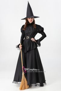 Đồ Phù Thủy Đen Tay Phồng Viền Ren