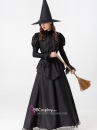 Trang Phục Phù Thủy Đen Tay Phồng Viền Ren