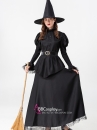 Trang Phục Phù Thủy Đen Tay Phồng Viền Ren