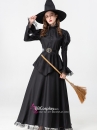 Trang Phục Phù Thủy Đen Tay Phồng Viền Ren
