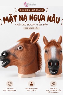 Mặt Nạ Ngựa Silicon Đầu Ngựa - Màu Nâu