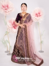 Trang Phục Ấn Độ Lahanga - Màu Tím Đậm Vải Nhung