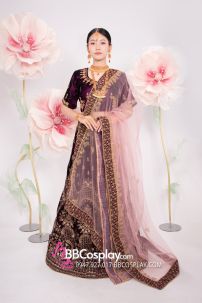 Đồ Ấn Độ Lahanga - Màu Tím Đậm Vải Nhung