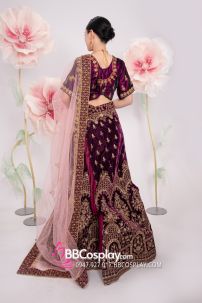 Đồ Ấn Độ Lahanga - Màu Tím Đậm Vải Nhung