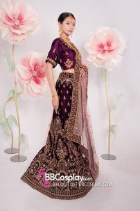 Đồ Ấn Độ Lahanga - Màu Tím Đậm Vải Nhung