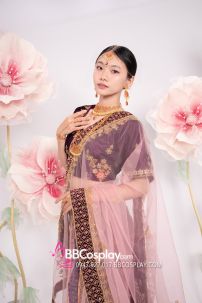 Đồ Ấn Độ Lahanga - Màu Tím Đậm Vải Nhung