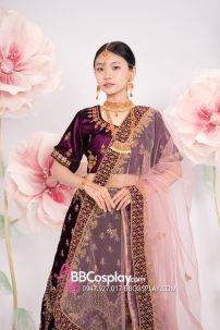 Đồ Ấn Độ Lahanga - Màu Tím Đậm Vải Nhung