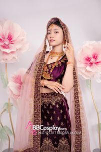 Đồ Ấn Độ Lahanga - Màu Tím Đậm Vải Nhung