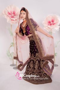 Đồ Ấn Độ Lahanga - Màu Tím Đậm Vải Nhung