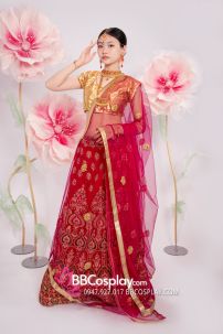 Đồ Ấn Độ Lahanga - Tone Hồng Áo Nhũ Vàng