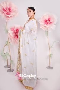 Đồ Sari Ấn Độ Trắng Viền Vàng