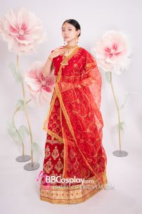 Đồ Ấn Độ Lahanga - Tone Đỏ Viền Nhũ Vàng