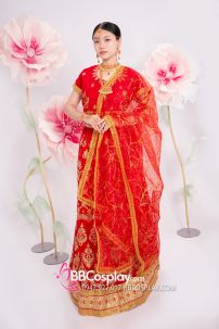 Đồ Ấn Độ Lahanga - Tone Đỏ Viền Nhũ Vàng