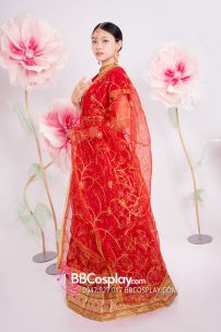 Đồ Ấn Độ Lahanga - Tone Đỏ Viền Nhũ Vàng