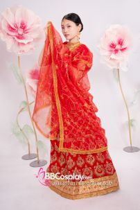 Đồ Ấn Độ Lahanga - Tone Đỏ Viền Nhũ Vàng