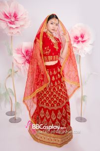 Đồ Ấn Độ Lahanga - Tone Đỏ Viền Nhũ Vàng