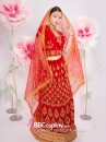 Trang Phục Ấn Độ Lahanga - Tone Đỏ Viền Nhũ Vàng