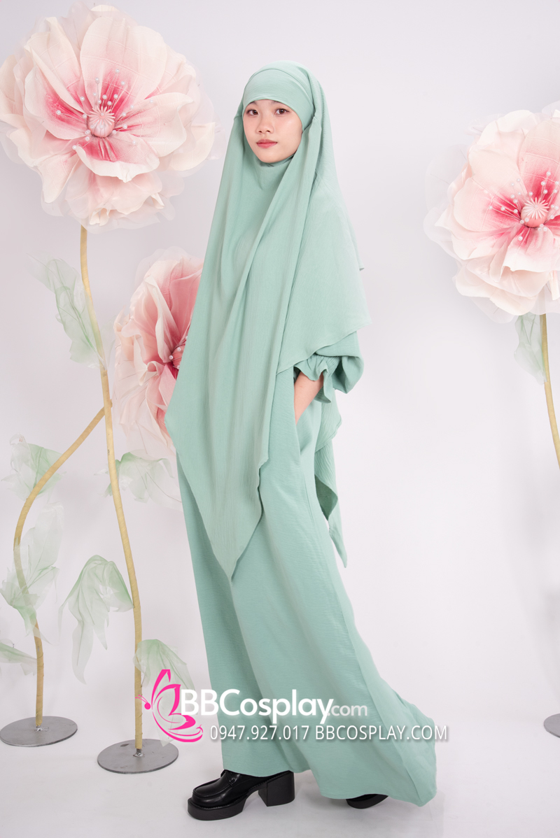 Trang Phục Hồi Giáo - Phối 2 Lớp Màu Xanh Bạc Hà