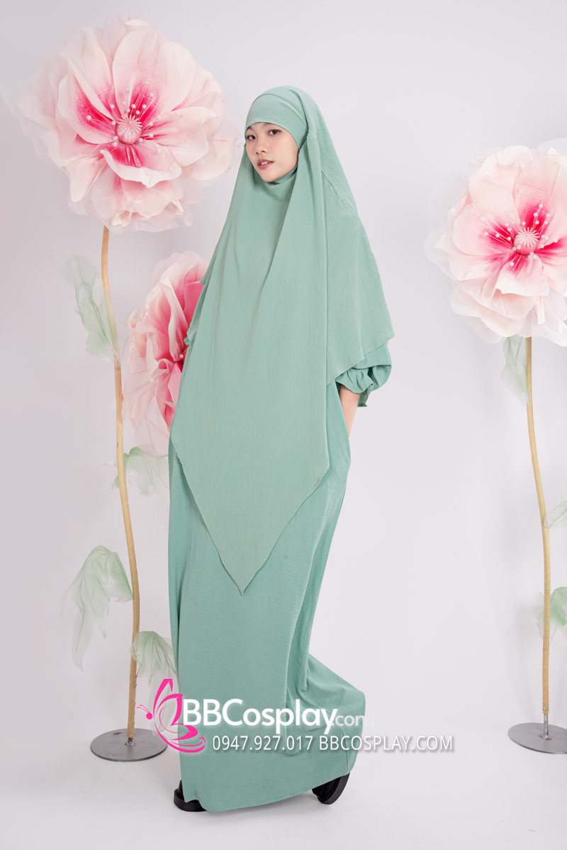 Trang Phục Hồi Giáo - Phối 2 Lớp Màu Xanh Bạc Hà