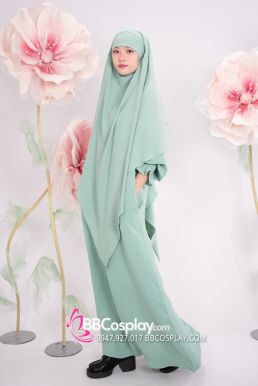 Trang Phục Hồi Giáo - Phối 2 Lớp Màu Xanh Bạc Hà