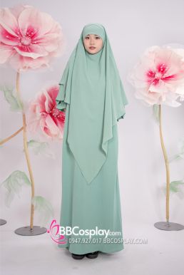 Trang Phục Hồi Giáo - Phối 2 Lớp Màu Xanh Bạc Hà