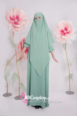 Trang Phục Hồi Giáo - Phối 2 Lớp Màu Xanh Bạc Hà