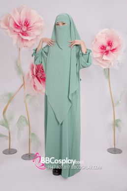 Trang Phục Hồi Giáo - Phối 2 Lớp Màu Xanh Bạc Hà