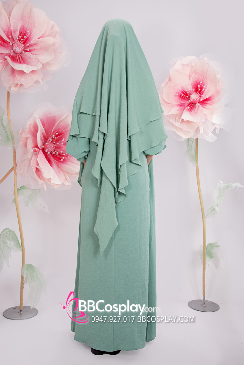 Trang Phục Hồi Giáo - Phối 2 Lớp Màu Xanh Bạc Hà