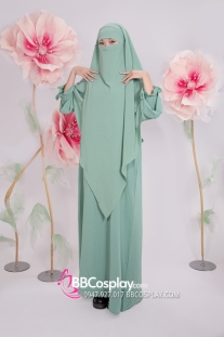 Trang Phục Hồi Giáo - Phối 2 Lớp Màu Xanh Bạc Hà