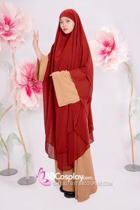Đồ Hồi Giáo Hồng Kem - Phối Hijab Nâu Đất