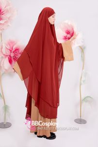Đồ Hồi Giáo Hồng Kem - Phối Hijab Nâu Đất