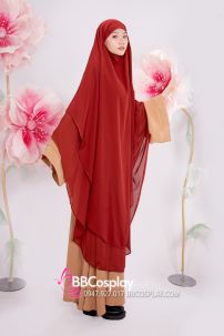 Đồ Hồi Giáo Hồng Kem - Phối Hijab Nâu Đất