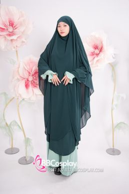 Trang Phục Hồi Giáo Màu Xanh Bạc Hà - Hijab Xanh Rêu