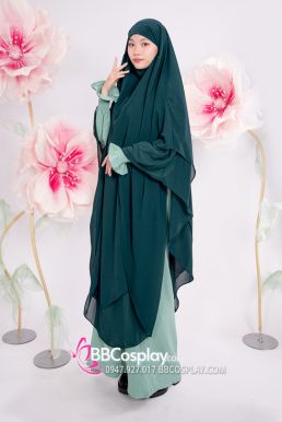 Trang Phục Hồi Giáo Màu Xanh Bạc Hà - Hijab Xanh Rêu