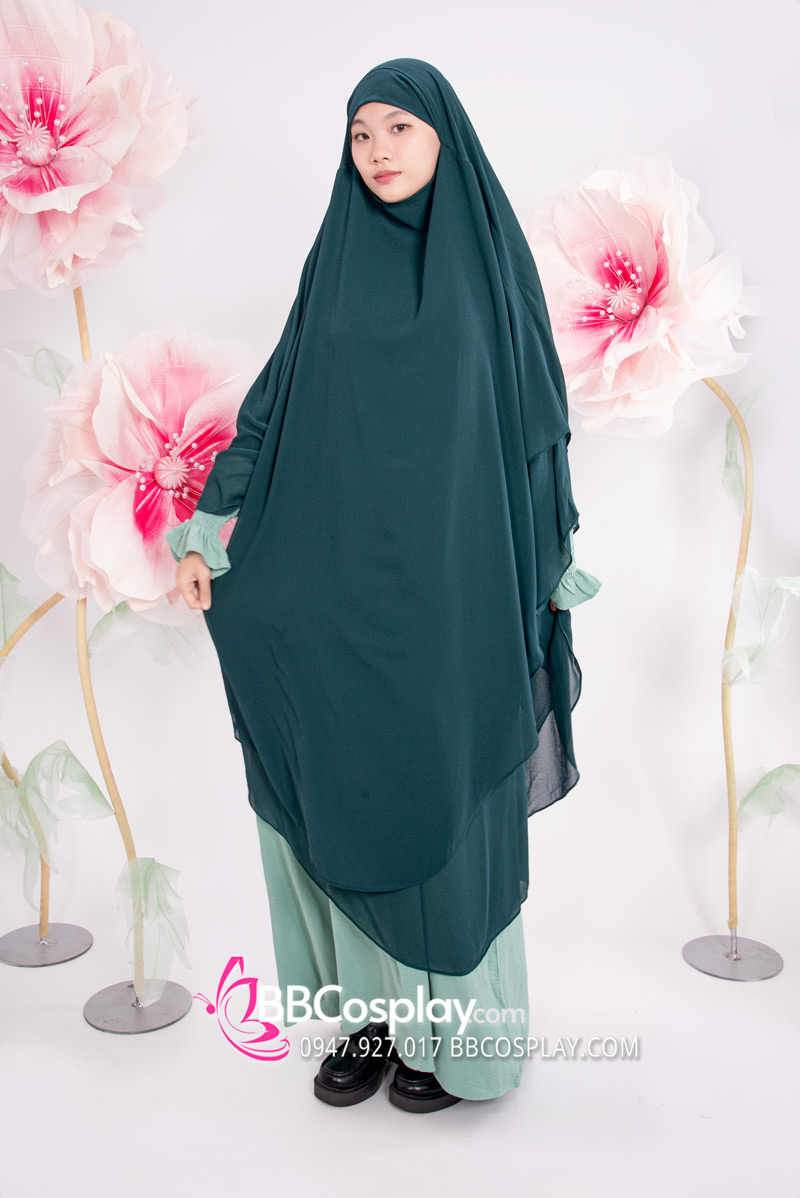 Trang Phục Hồi Giáo Màu Xanh Bạc Hà - Hijab Xanh Rêu