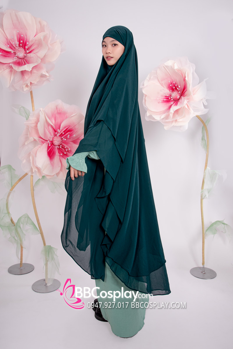 Trang Phục Hồi Giáo Màu Xanh Bạc Hà - Hijab Xanh Rêu