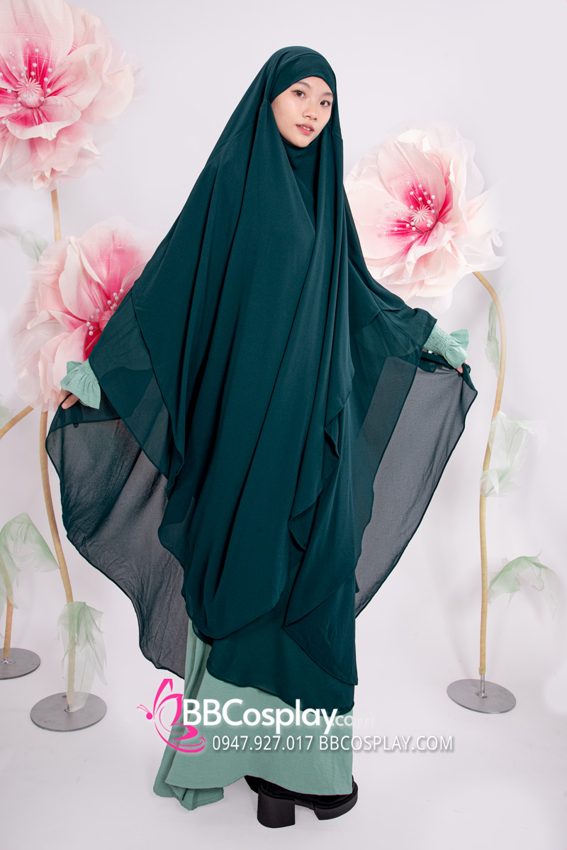 Trang Phục Hồi Giáo Màu Xanh Bạc Hà - Hijab Xanh Rêu