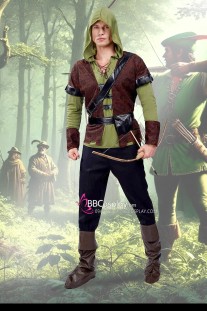 Trang Phục Robin Hood - Áo Xanh Có Nón Kèm Khoác Nâu
