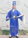 Áo Choàng Đạo Sĩ Hình Bát Quái Thêu - Màu Xanh Dương