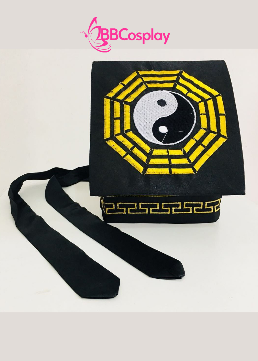 Nón Đạo Sĩ Hình Bát Quái Thêu - Màu Đen