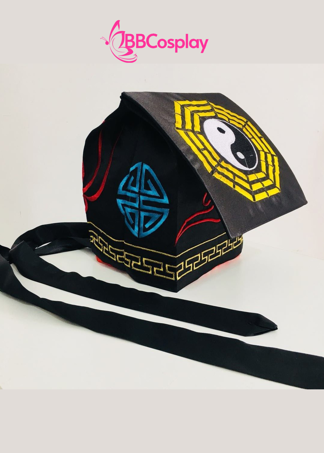 Nón Đạo Sĩ Hình Bát Quái Thêu - Màu Đen