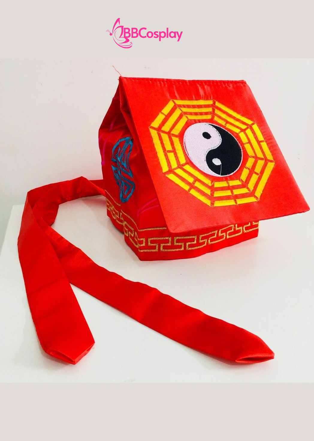 Nón Đạo Sĩ Hình Âm Dương - Màu Đỏ