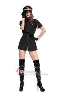 Đồ Nữ Cảnh Sát Đen Sexy Kèm Găng Tay Đen