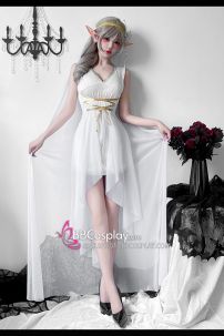 Đồ Nữ Thần Hy Lạp Trắng Viền Vàng