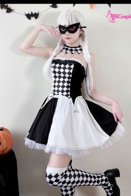 Trang Phục Cô Hề Trắng Đen Haloween