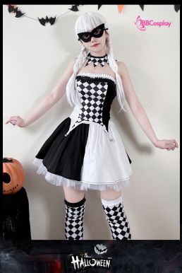 Trang Phục Cô Hề Trắng Đen Haloween
